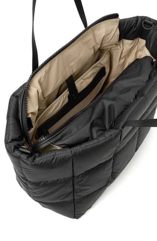 Veecollective Porter Marché Water Resistant Quilted Recycled Nylon Tote In Matte Black