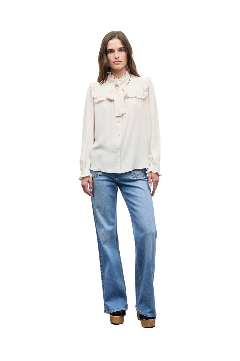 Leia Ruffle Detail Shirt, Alternate, color, Pink Beige