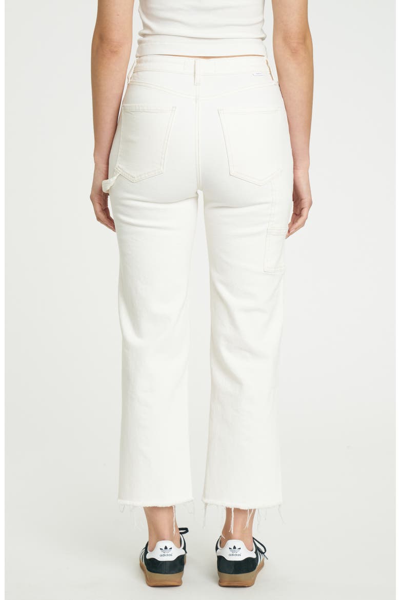 Sundaze Raw Hem High Waist Crop Straight Leg Carpenter Jeans, Alternate, color, CREAM