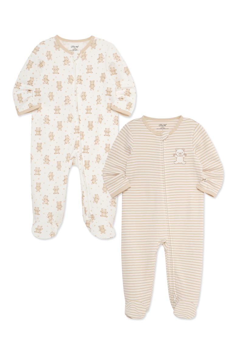 Kids' Bears 2-Pack Cotton Footies, Main, color, WHITE MULTI