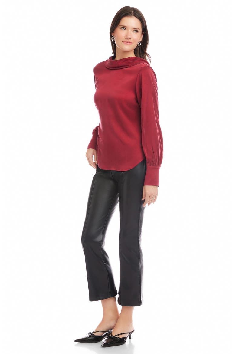Camille Cowl Back Satin Top, Alternate, color, BRICK