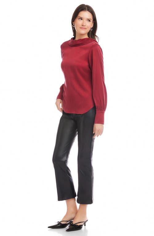 Fifteen Twenty Camille Cowl Back Satin Top In Red