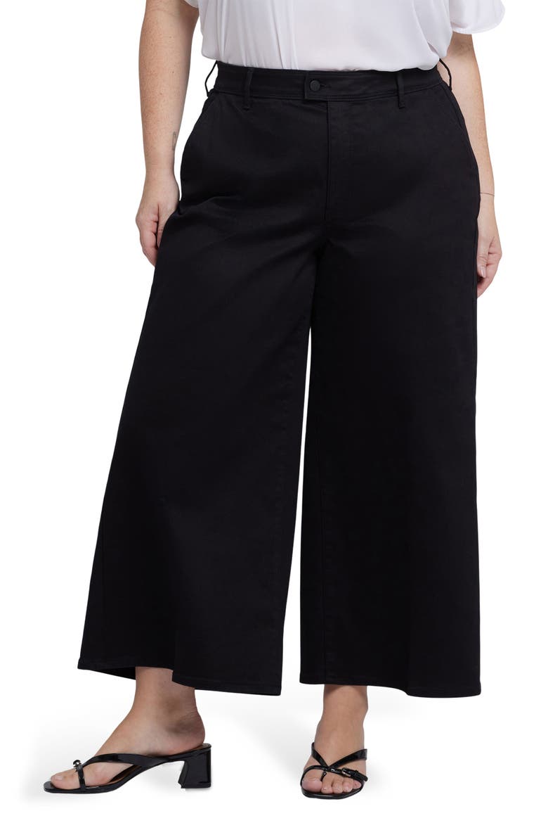 Mona High Waist Ankle Wide Leg Trouser Jeans, Main, color, BLACK