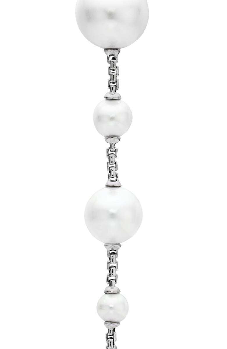 David Yurman Pearl and Pavé Drop Earrings with Diamonds, Alternate, color, Sterling Silver