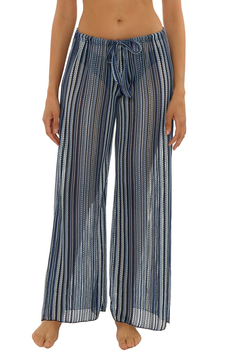 Seaside Side Slit Cover-Up Pants, Main, color, LAPIS MULTI