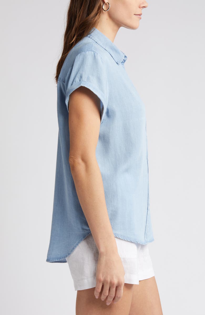 Caslon<sup>®</sup> Chambray Camp Shirt, Alternate, color, Light Wash