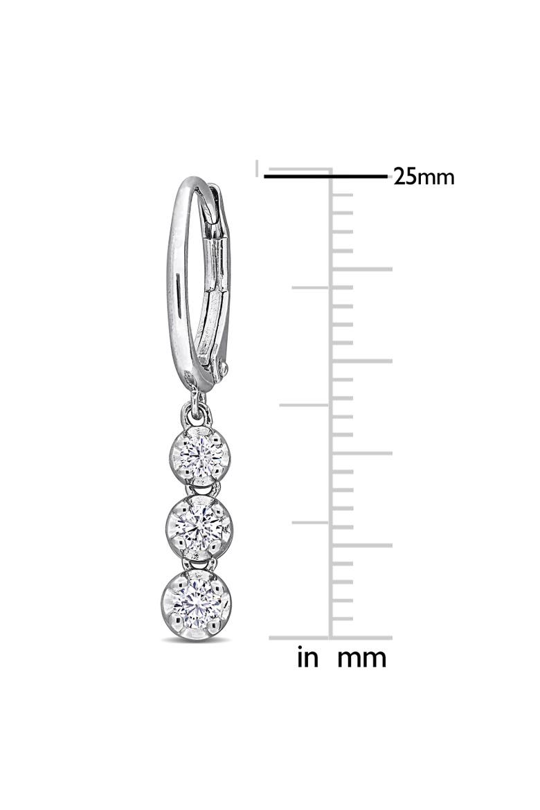 Lab-Grown Diamond 3-Stone Drop Earrings, Alternate, color, Sterling Silver