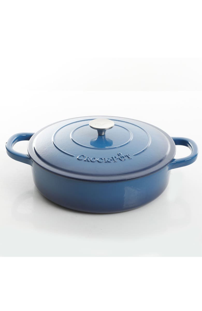 Crock-pot Enameled 5 Quart Cast Iron Round Braiser Pan with Self Basting Lid, Alternate, color, Blue