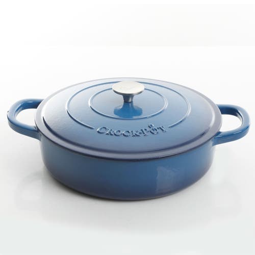 Crock-pot Enameled 5 Quart Cast Iron Round Braiser Pan With Self Basting Lid In Blue