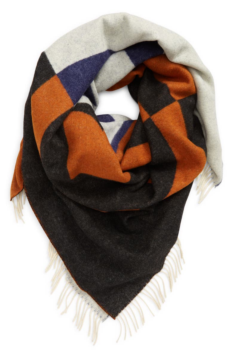 Tory Burch Colorblock Jacquard Wool Square Scarf, Alternate, color, 