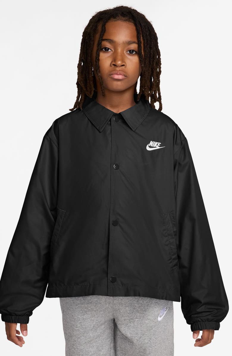 Nike Kids' Club Water Repellent Jacket, Main, color, Black/White