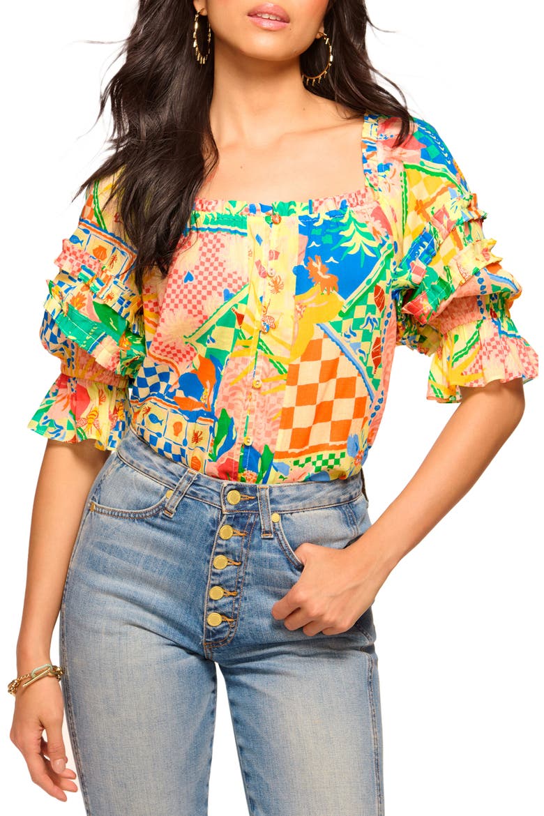 Garden Lula Off the Shoulder Top, Main, color, GARDEN PRINT