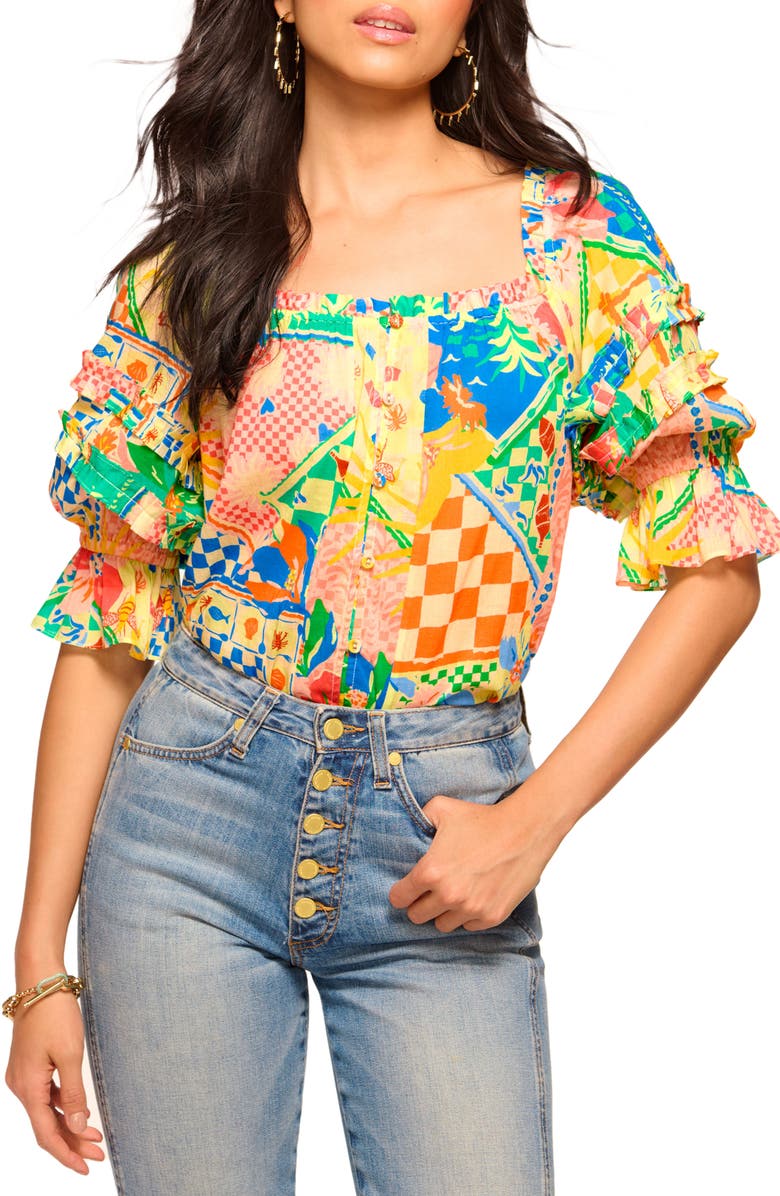 Ramy Brook Garden Lula Off the Shoulder Top, Main, color, Garden Print