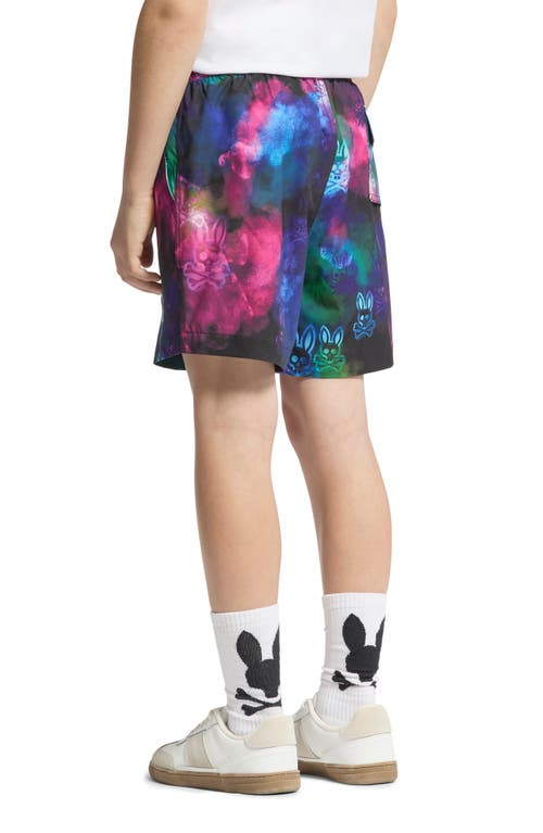 Shop Psycho Bunny Kids' Dokos Print Swim Trunks In Black