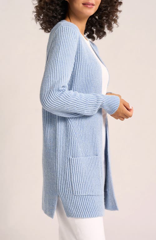Matty M . Faye Longline Open Front Cardigan In Blue