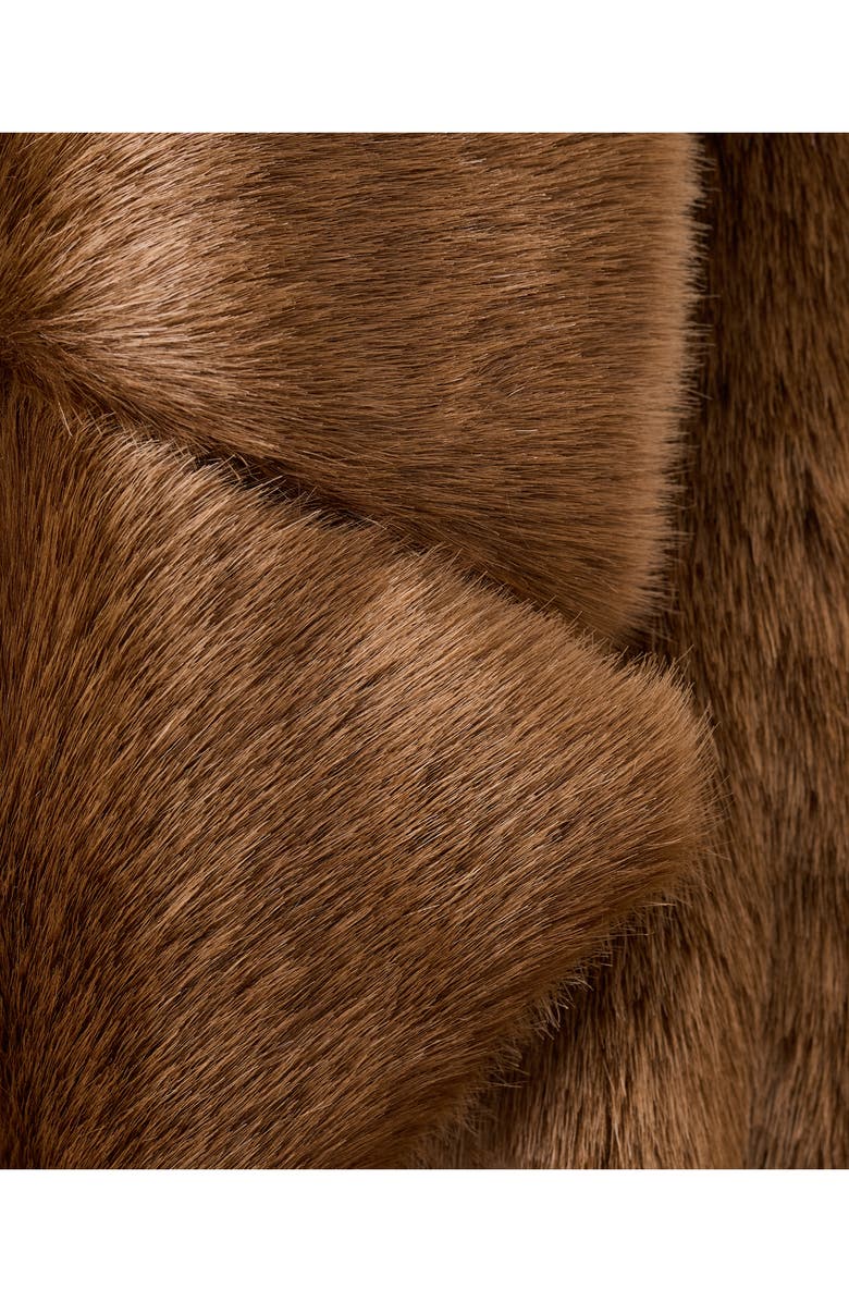 MANGO Faux Fur Belted Coat, Alternate, color, Medium Brown