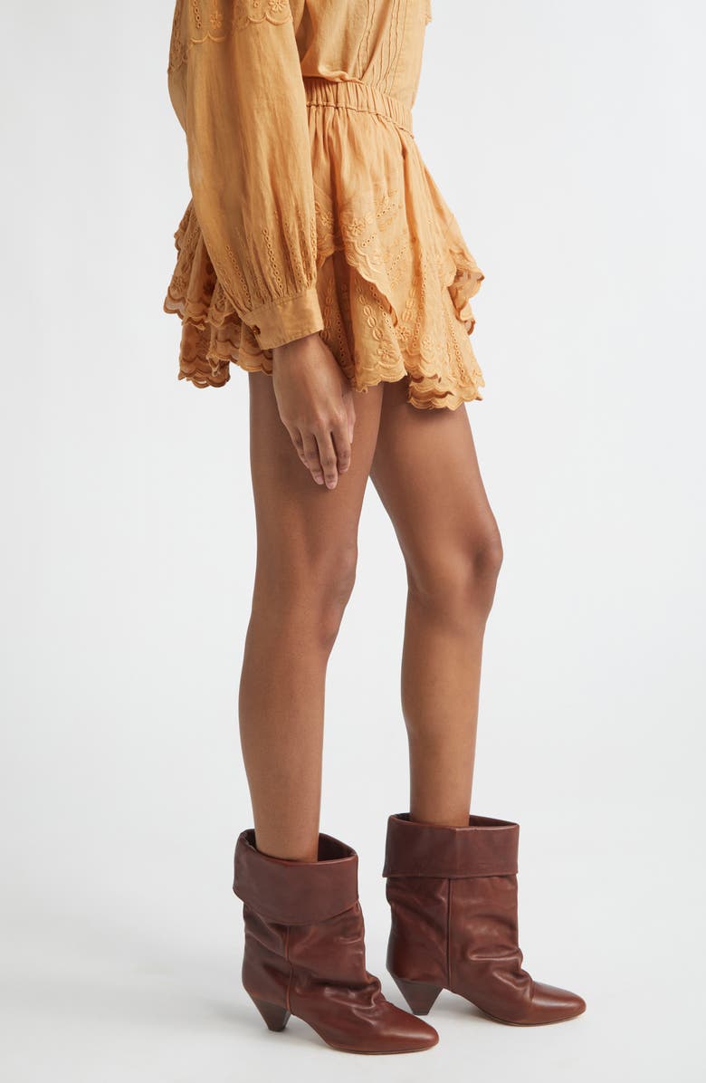 Isabel Marant Étoile Jocadia Ruffle Cotton Miniskort, Alternate, color, Caramel
