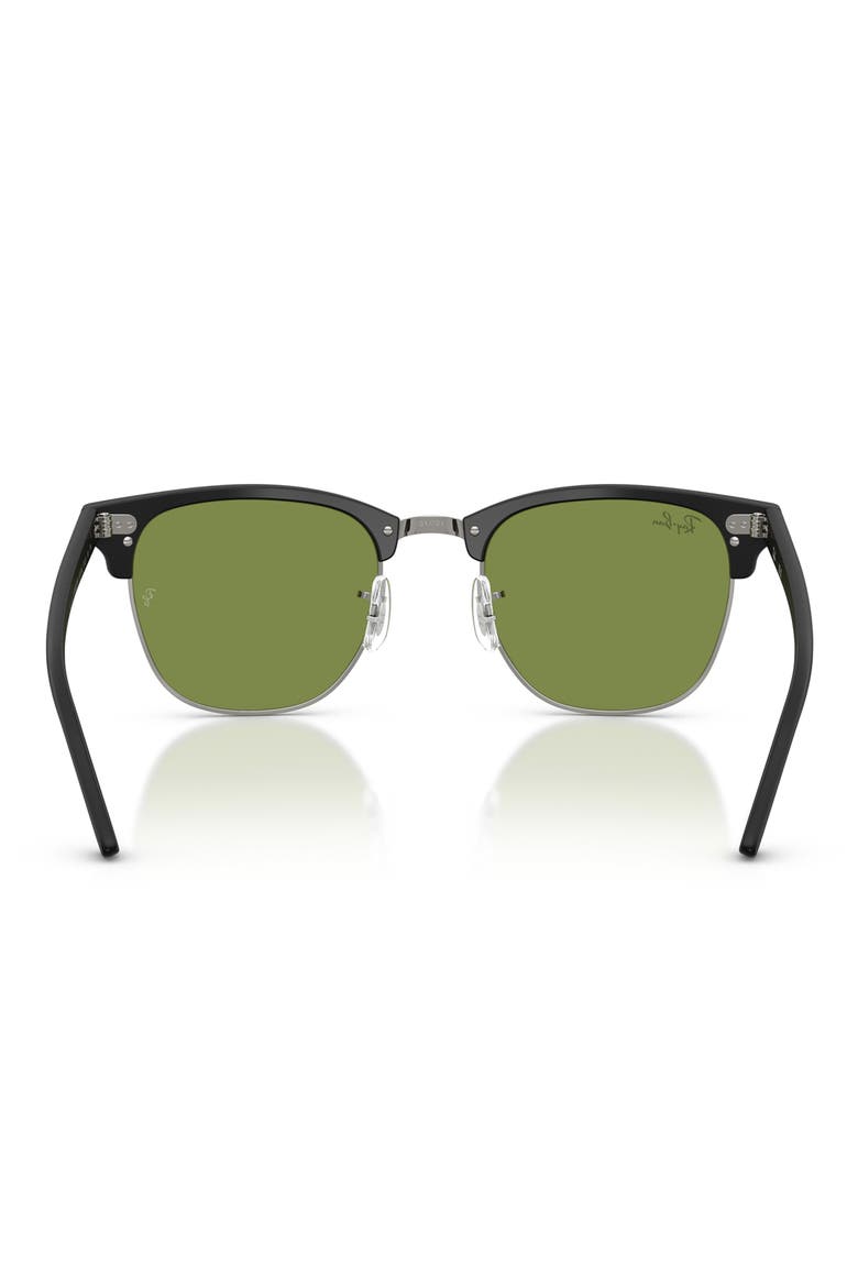 Clubmaster 51mm Square Sunglasses, Alternate, color, MATTE BLACK ON BLACK / GREEN