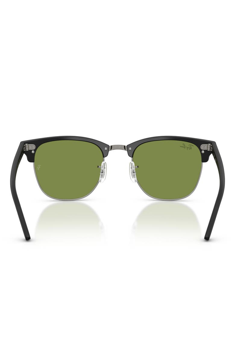 Ray-Ban Clubmaster 51mm Square Sunglasses, Alternate, color, Matte Black On Black / Green