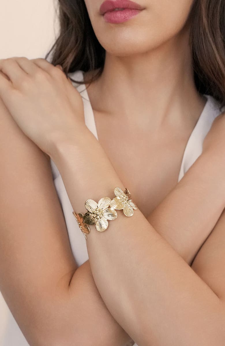 Ettika Floral Cuff Bracelet, Alternate, color, 