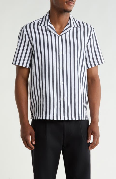 Relaxed Fit Stripe Camp Shirt