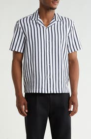 DENIM AND FLOWER Relaxed Fit Stripe Camp Shirt