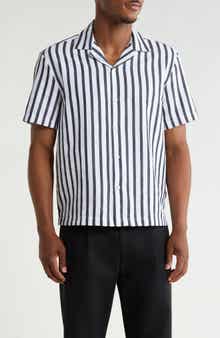 Relaxed Fit Stripe Camp Shirt