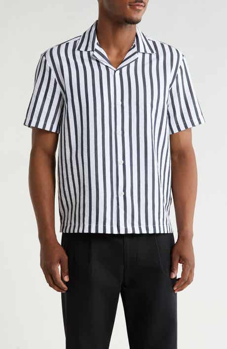 DENIM AND FLOWER Relaxed Fit Stripe Camp Shirt