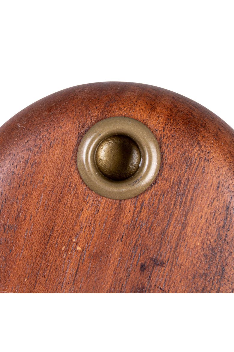 Mango Wood and Metal Taper Holder, Gold Finish and Natural, Alternate, color, Natural