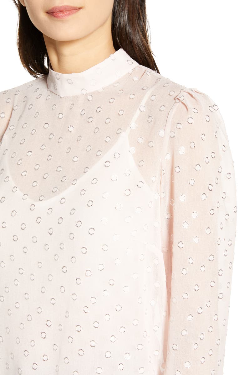 Chelsea28 Metallic Clip Dot Blouse, Alternate, color, 