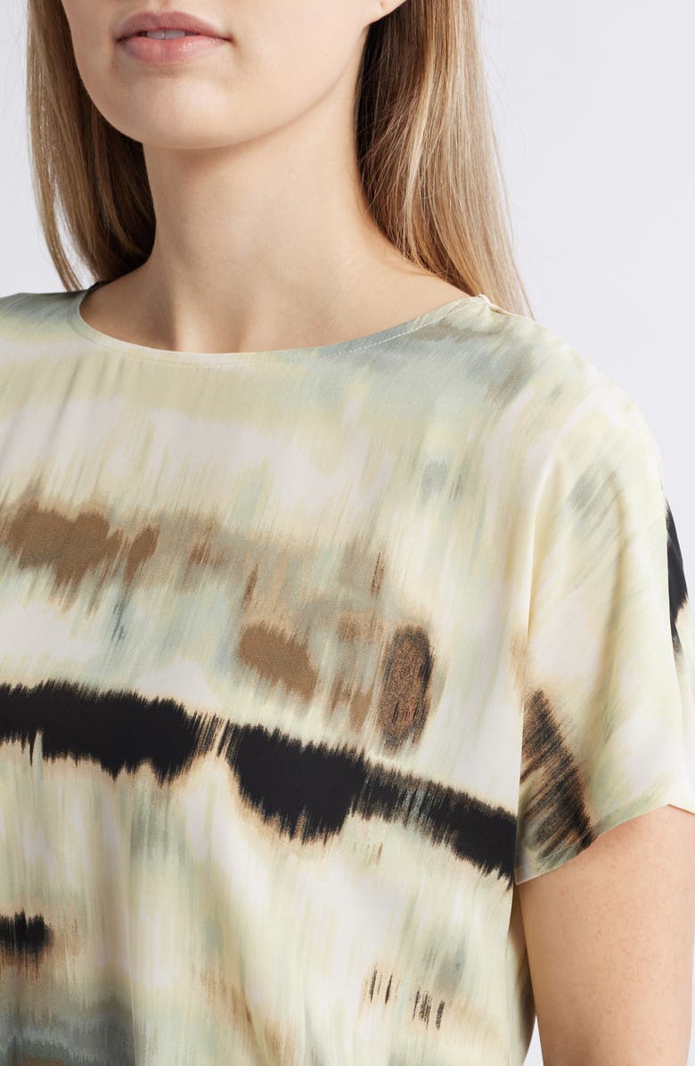 Anne Klein Abstract Print Short Sleeve Top, Alternate, color,