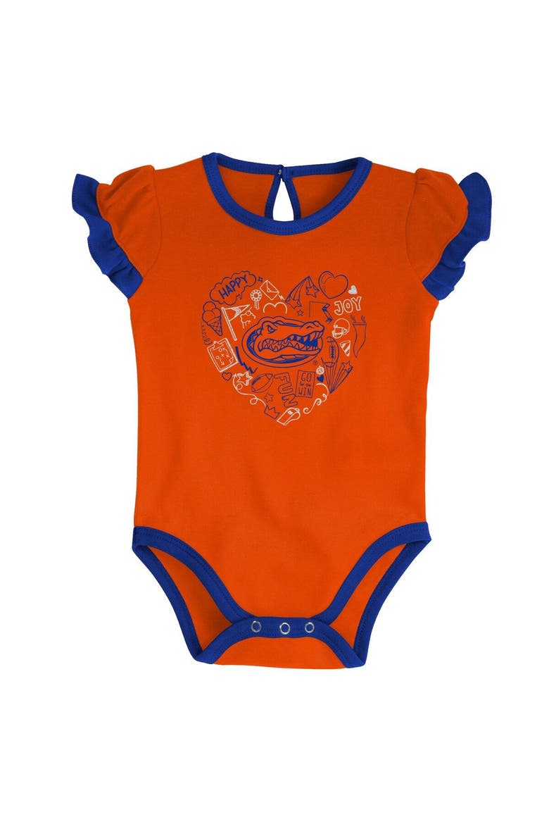 Girls Newborn & Infant Royal/Orange Florida Gators Too Much Love Two-Piece Bodysuit Set, Alternate, color, Royal