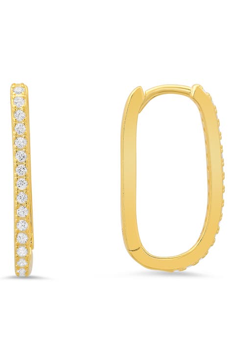CZ Pavé Oval Hoop Earrings
