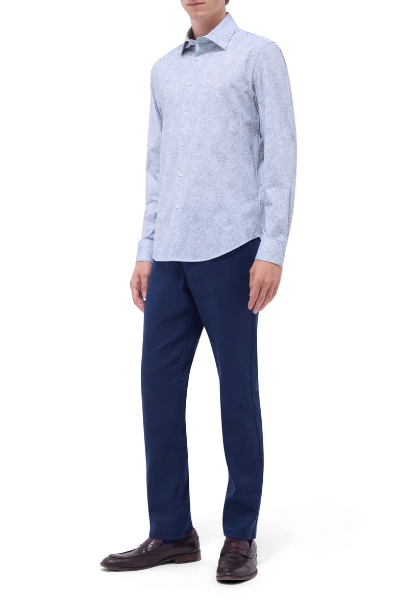 Bugatchi James OoohCotton<sup>®</sup> Leaf Print Button-Up Shirt, Alternate, color, Mint