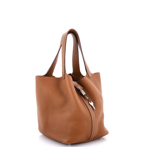 Pre-owned Hermes Hermes Picotin Lock Bag Clemence Mm In Gold