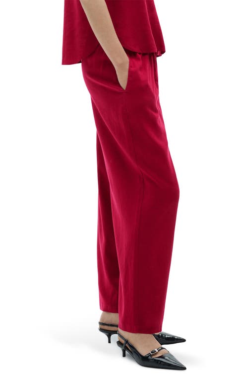 Mango Flowing Tie Waist Wide Leg Pants In Fuchsia