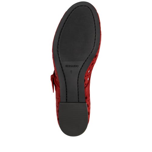 Bernardo Perforated Leather Mary Jane Ballerina Flats