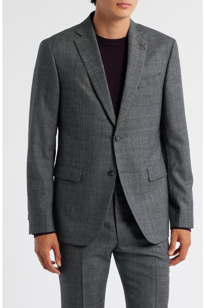 Bleeker Grey Glen Plaid Virgin Wool Suit, Alternate, color, CHARCOAL