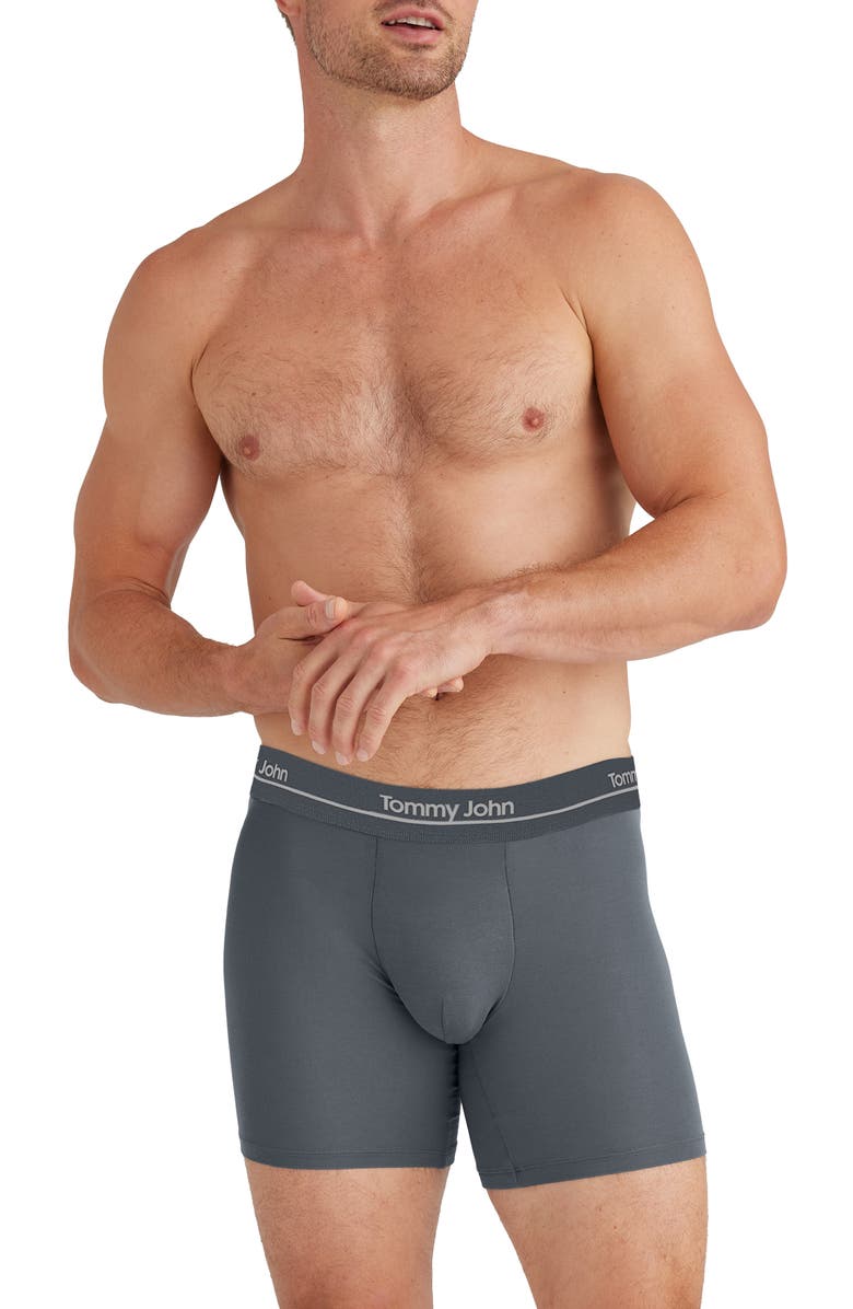 Tommy John 3-Pack Essential Luxe Boxer Briefs, Main, color, Black, Monument