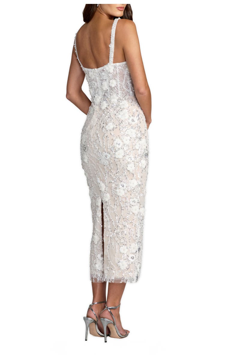 Mac Duggal Embellished Lace Sleeveless Midi Dress, Alternate, color, Ivory Nude