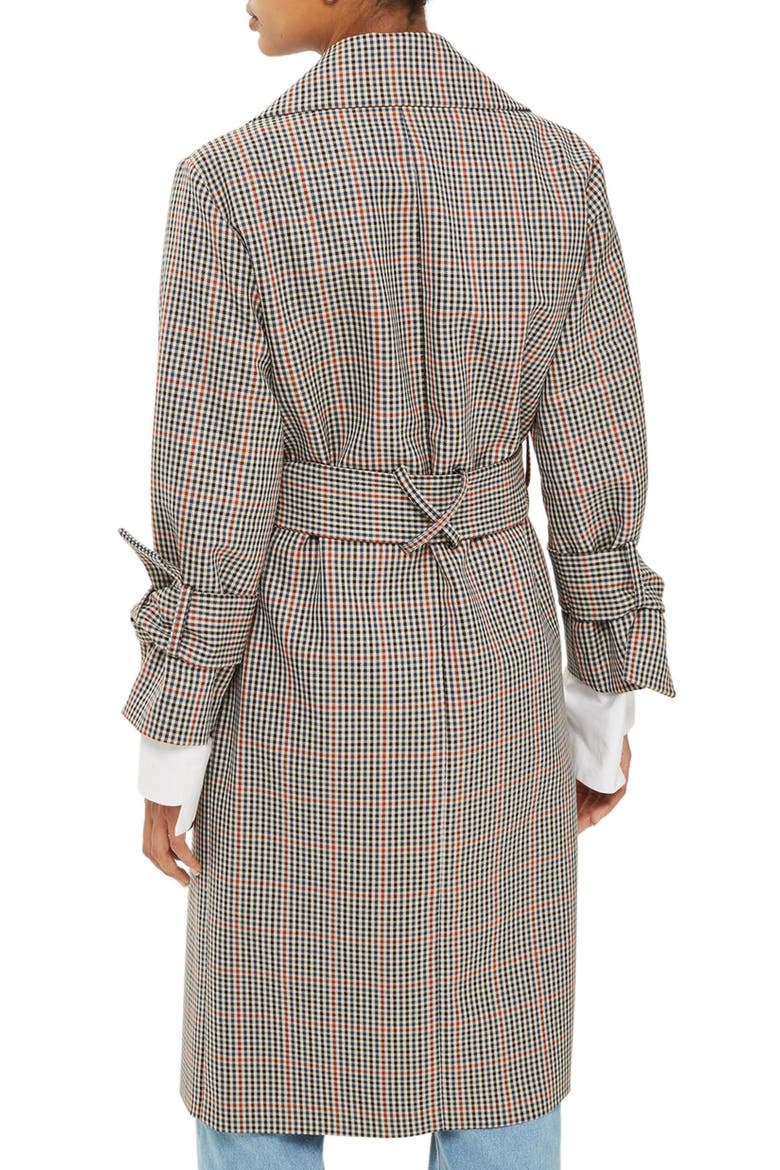 Check Wrap Trench Coat, Alternate, color, BLACK MULTI
