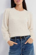 Liverpool Los Angeles Puff Sleeve Pearl Embellished Sweater