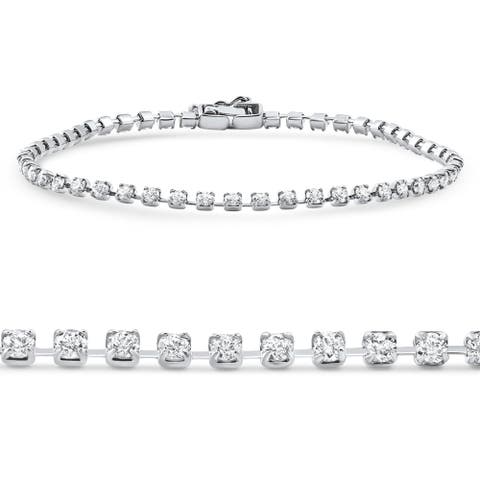 Platinum 2Ct Diamond Tennis Bracelet 7" Lab Grown