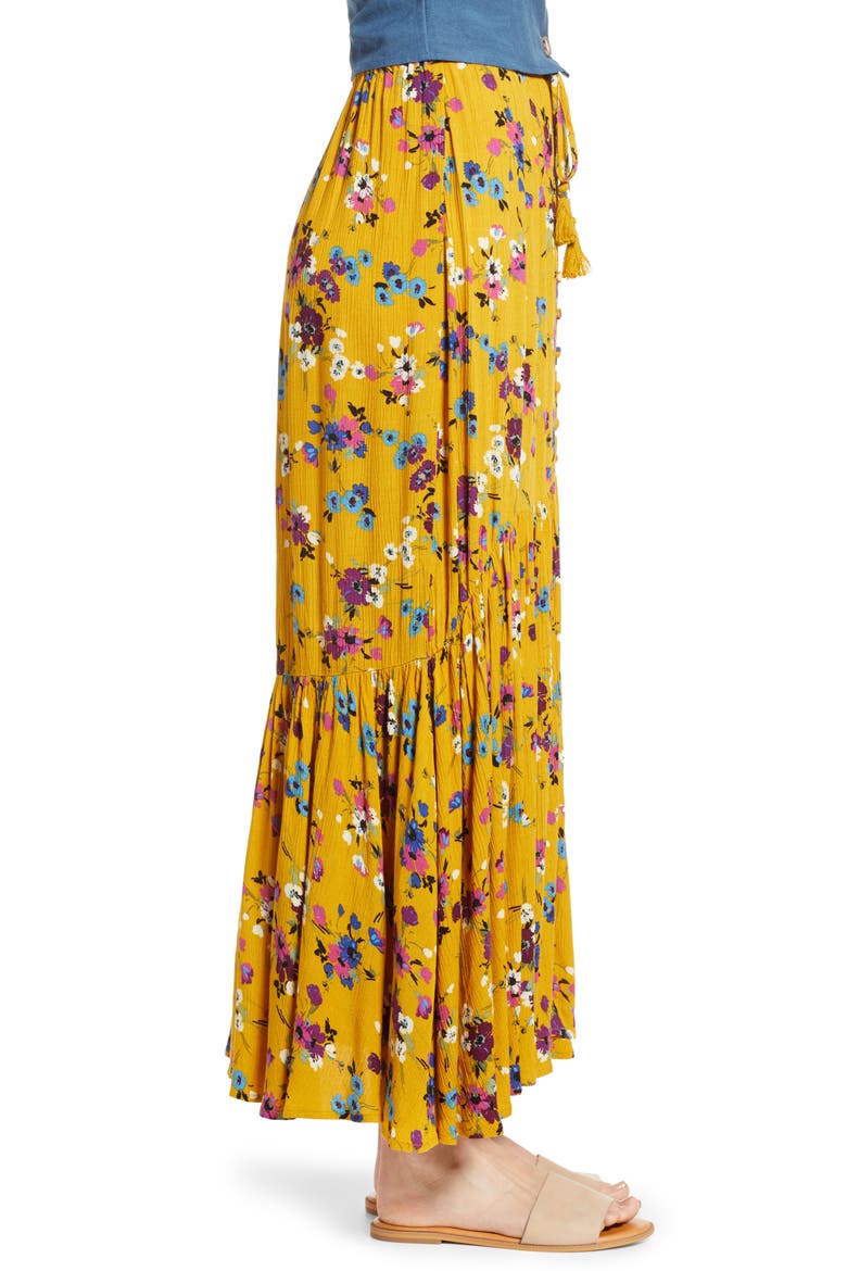 Marseille Button Front Maxi Skirt, Alternate, color, MUSTARD/ PLUM