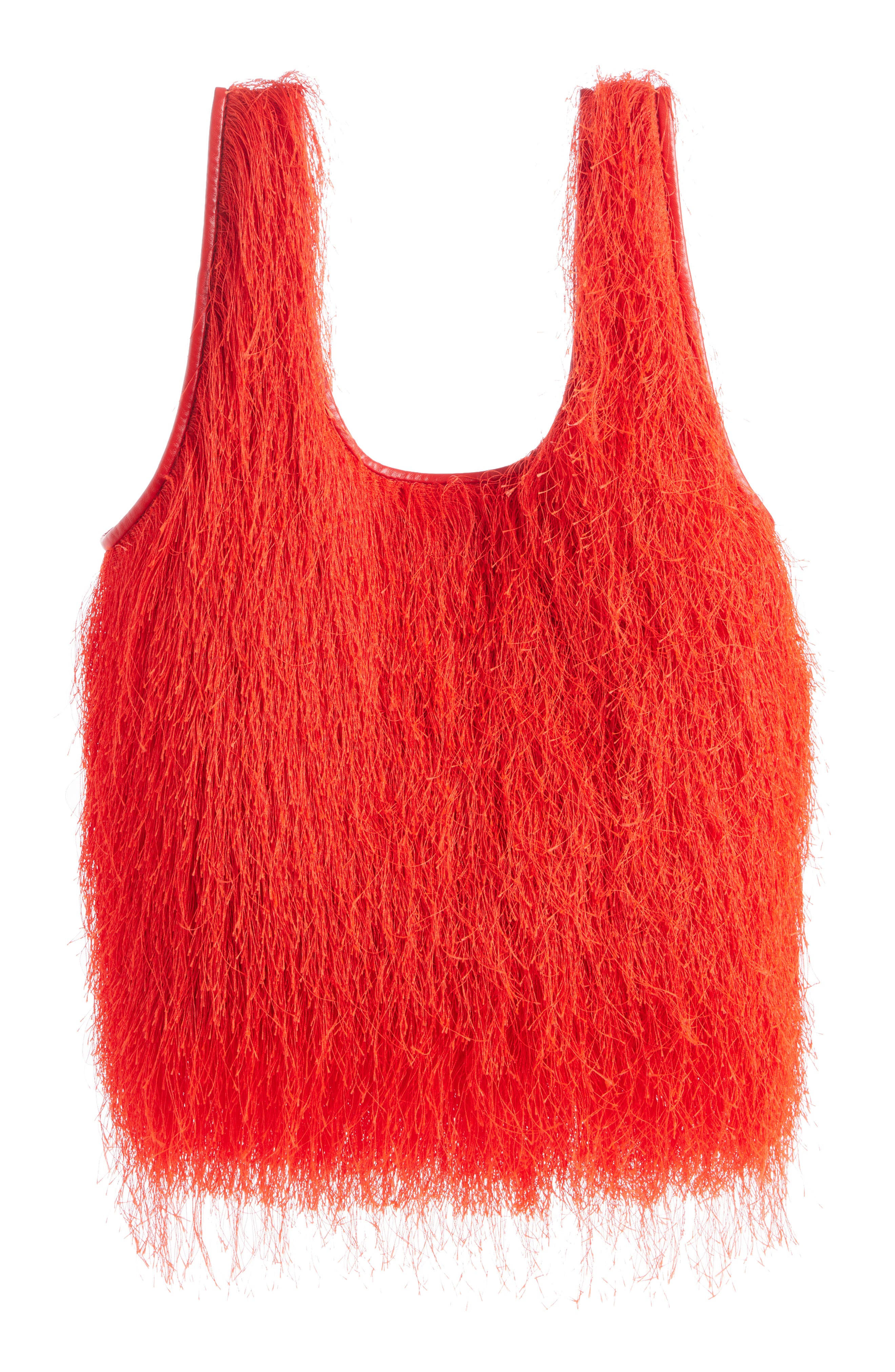Dries Van Noten Marche Fringe Tote, Main, color, 352 Red