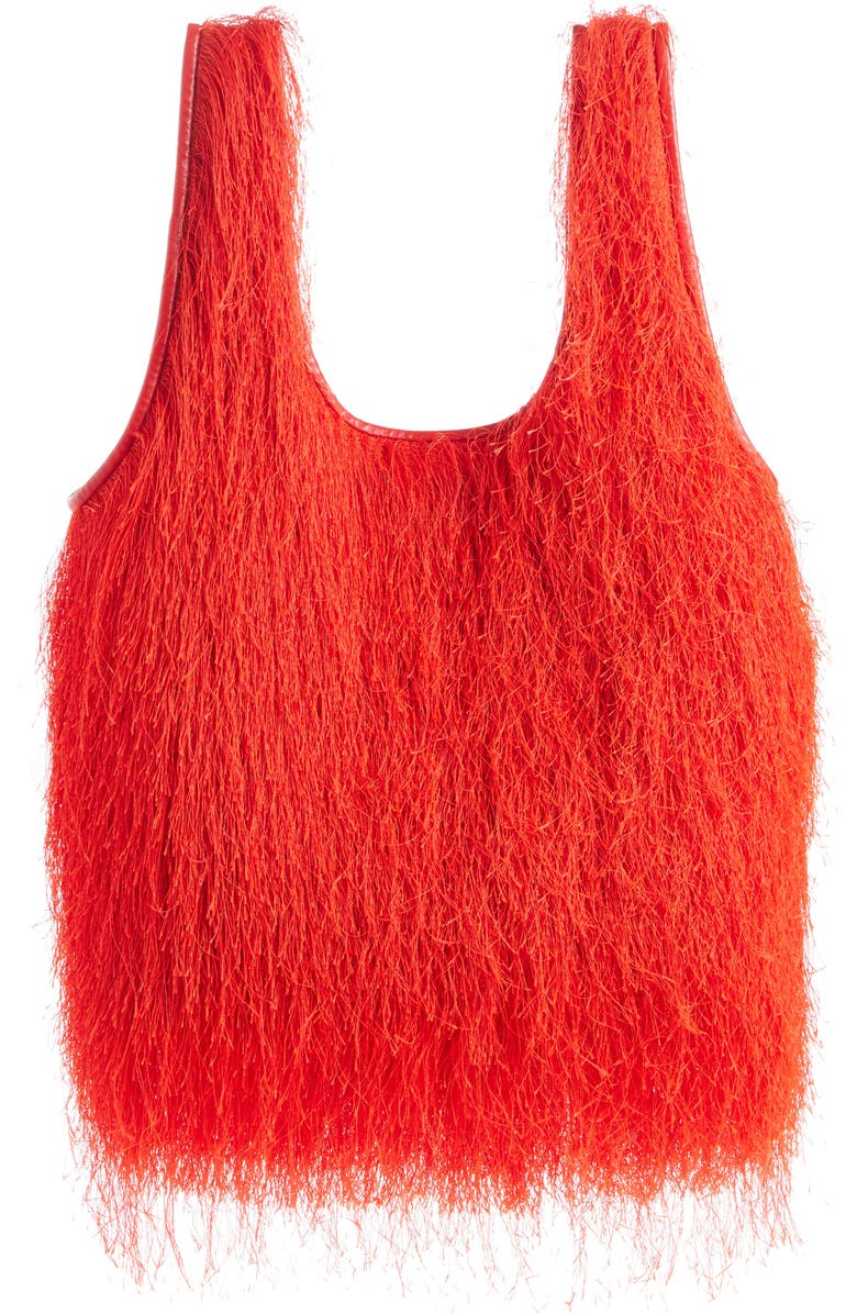 Dries Van Noten Marche Fringe Tote, Main, color, 352 Red