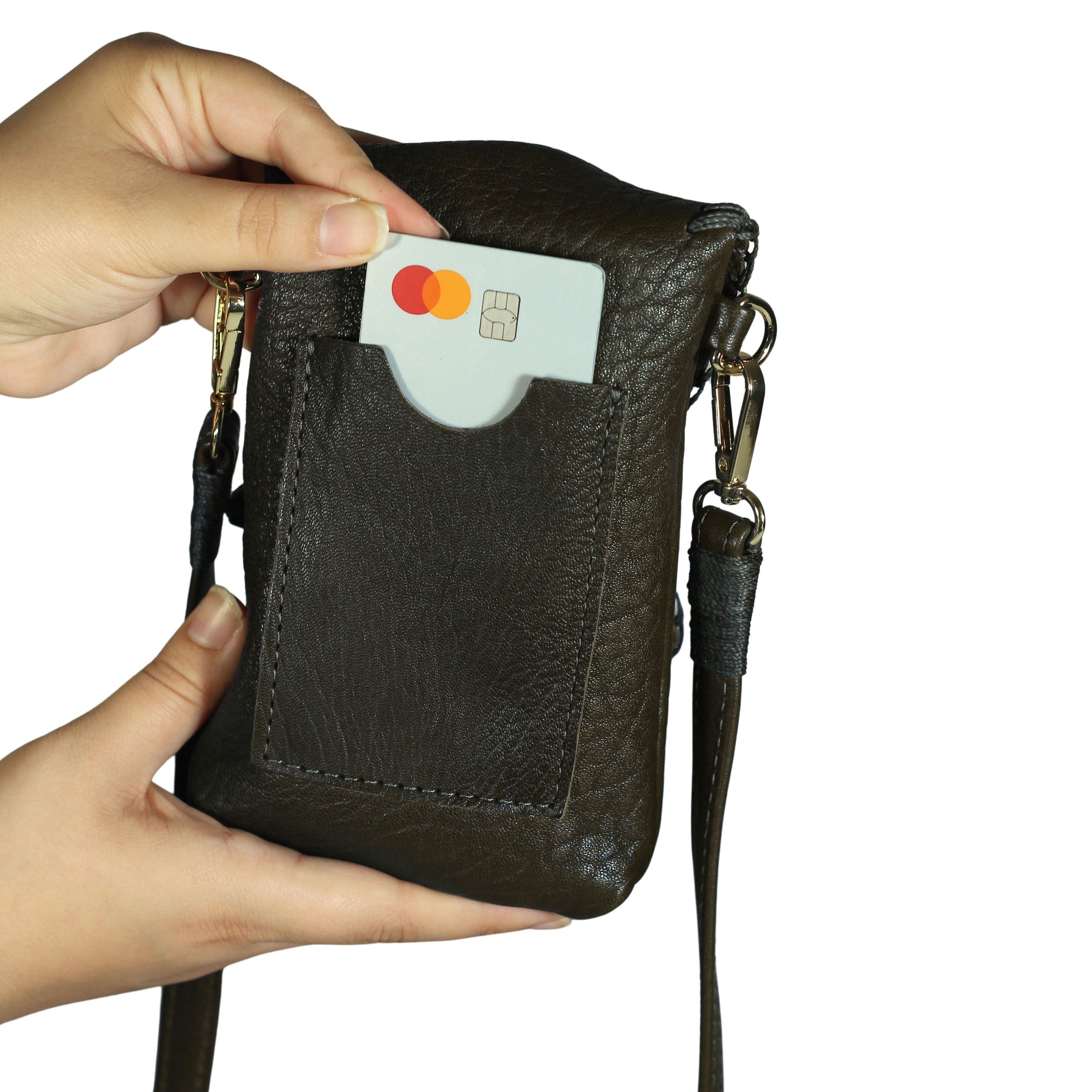 Carlos Falchi Cell Phone Butterly Lambskin Leather Bag, Alternate, color, 