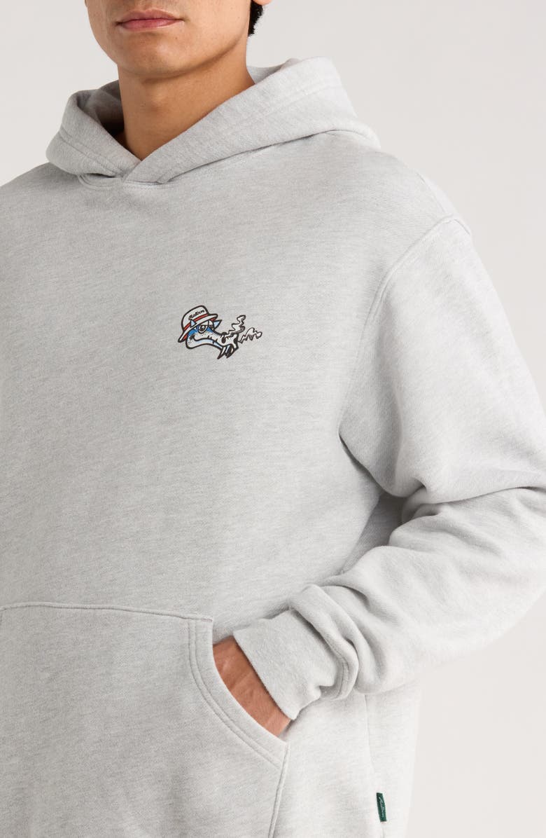 Malbon Golf Fesque Dragon Cotton Hoodie, Alternate, color, Athletic Heather Grey