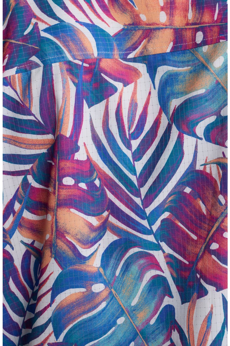 Bahama Coast Monarch Monstera Short Sleeve Performance Button-Up Shirt, Alternate, color, SUMMER GREY