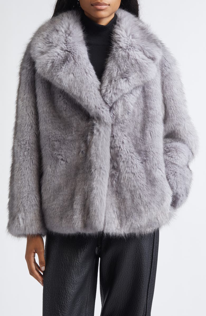 Stand Studio Valentina Faux Fur Jacket, Main, color, Pigeon Grey